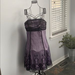Midi Black/Purple Sparkle Mesh Prom Dress
